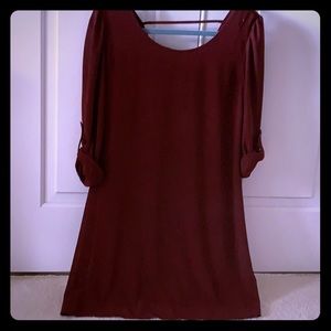 Maroon sheer w underlay work dress